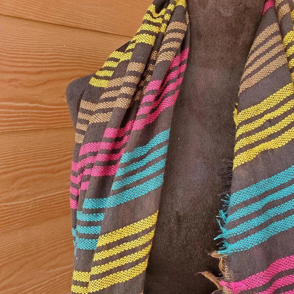 Target Black Multi-Color Fringe Edge Woven Striped Scarf EUC - Picture 11 of 16